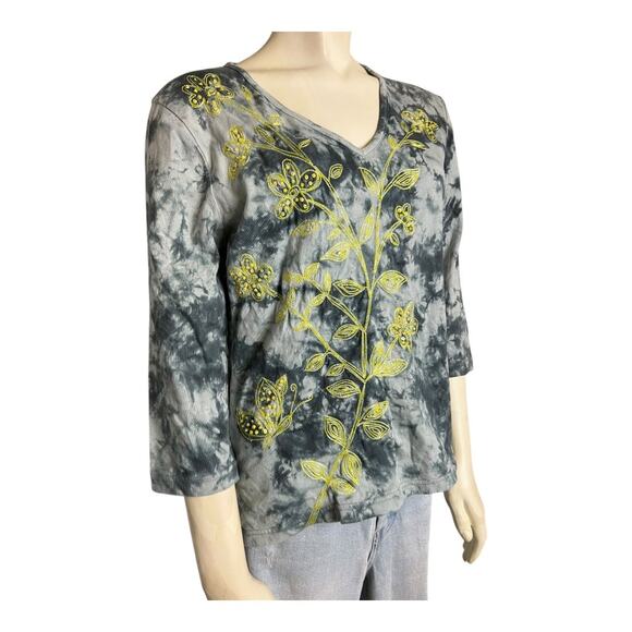 Tie Dye Embroidered Top Shirt Blouse Trashy Y2K Retro Boho Concert Festival M - Picture 9 of 10
